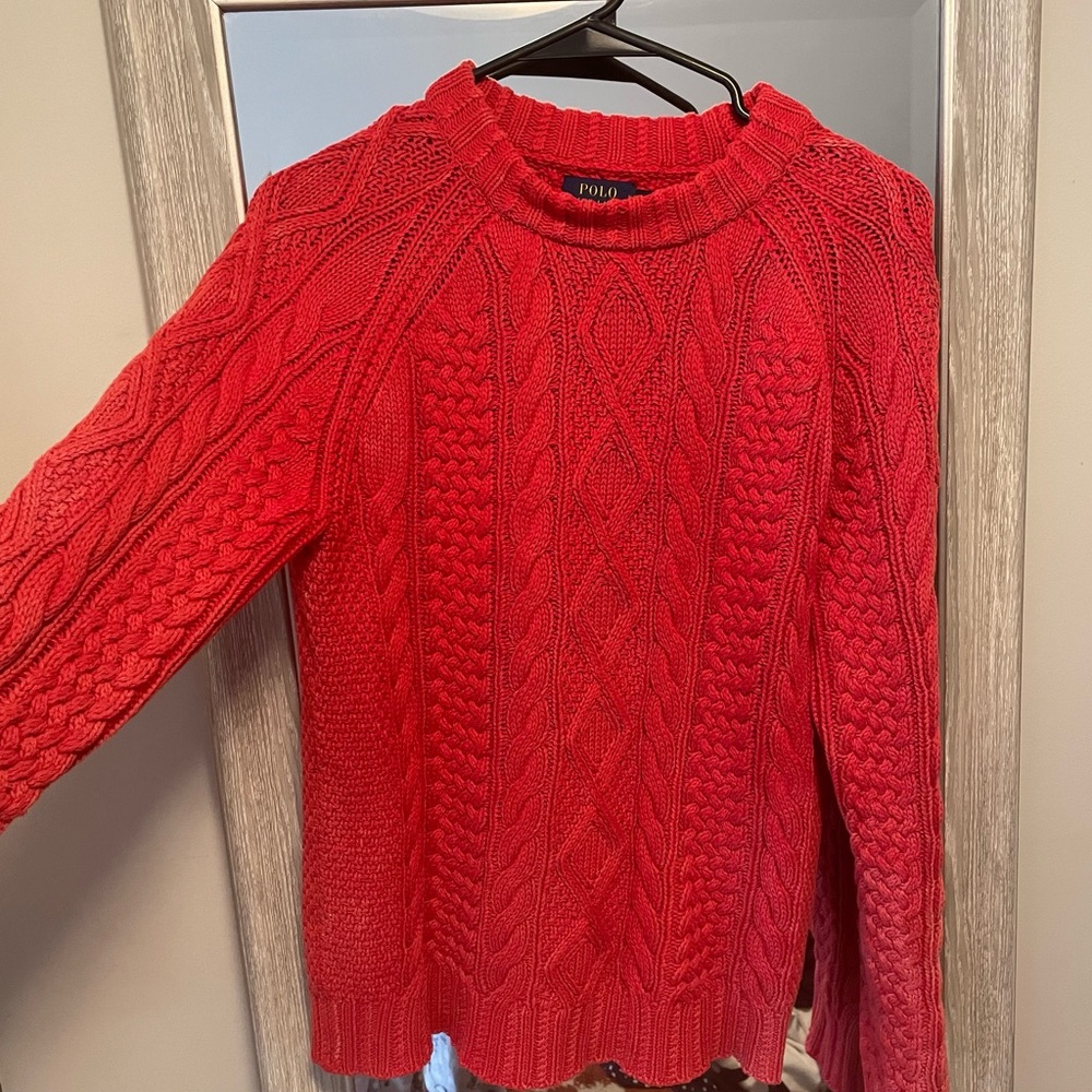Polo by Ralph Lauren Red Cable Knit Sweater